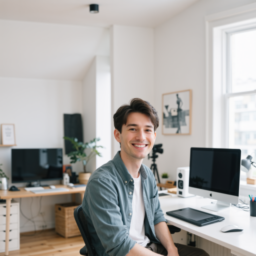 三十岁左右男性开发者头像，穿深色衬衫，专业商务风格，明亮自然光，正面微笑